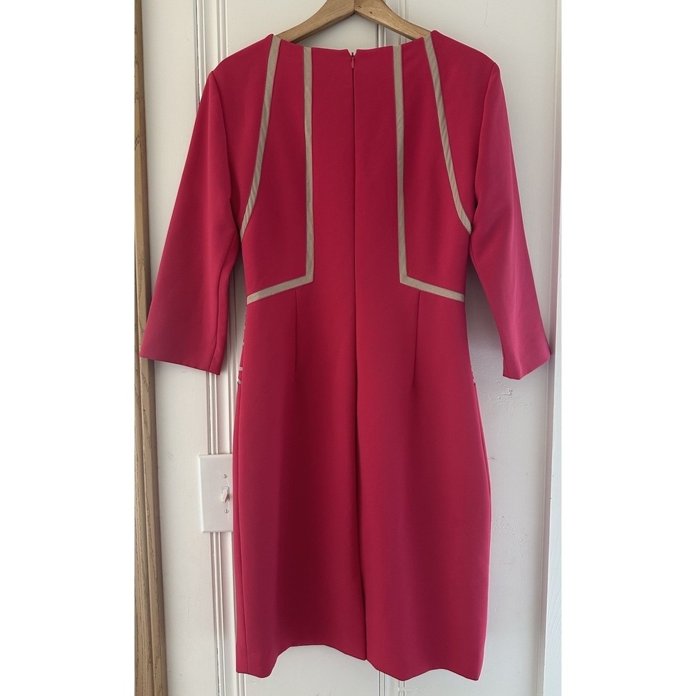 Antonio Melani Size 10 Pink Sheath Dress Mesh Geometric Detail Career Cocktail - Picture 2 of 8